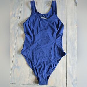 Outdoor Voices Navy Blue One Piece Cutout back Swimsuit Size small